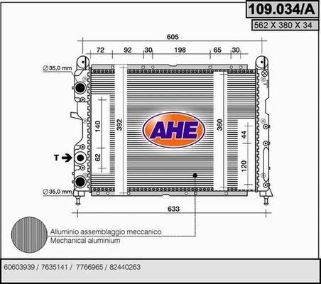AHE 109.034/A - Радиатор, охлаждение двигателя autosila-amz.com