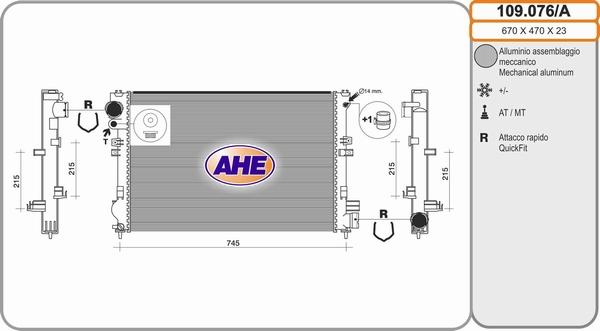 AHE 109.076/A - Радиатор, охлаждение двигателя autosila-amz.com