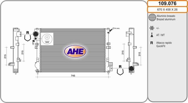 AHE 109.076 - Радиатор, охлаждение двигателя autosila-amz.com