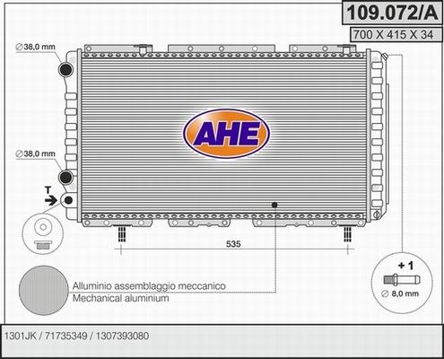 AHE 109.072/A - Радиатор, охлаждение двигателя autosila-amz.com