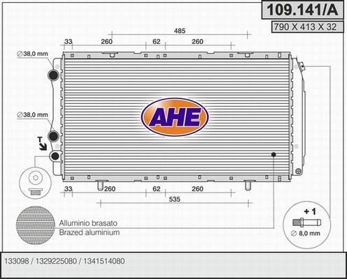 AHE 109.141/A - Радиатор, охлаждение двигателя autosila-amz.com