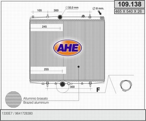 AHE 109.138 - Радиатор, охлаждение двигателя autosila-amz.com