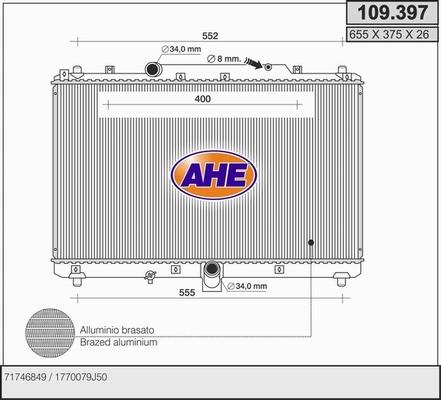 AHE 109.397 - Радиатор, охлаждение двигателя autosila-amz.com