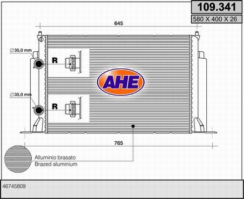 AHE 109.341 - Радиатор, охлаждение двигателя autosila-amz.com