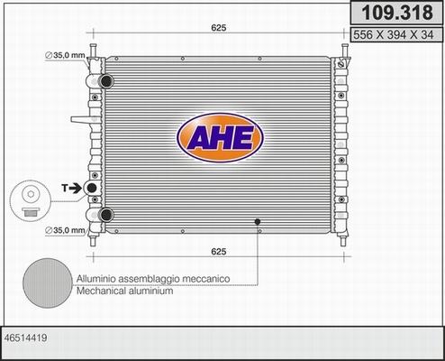 AHE 109.318 - Радиатор, охлаждение двигателя autosila-amz.com