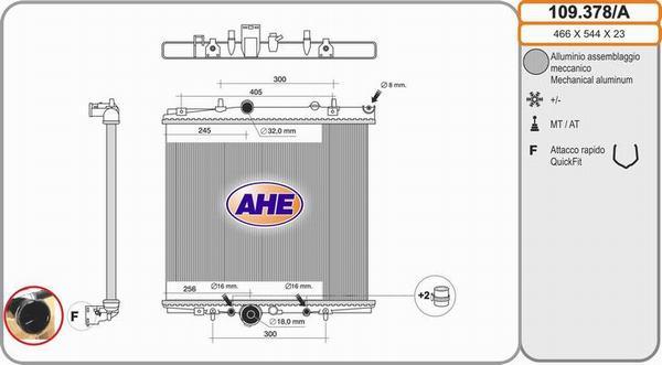 AHE 109.378/A - Радиатор, охлаждение двигателя autosila-amz.com