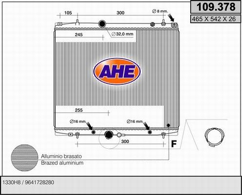 AHE 109.378 - Радиатор, охлаждение двигателя autosila-amz.com