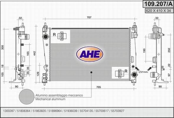 AHE 109.207/A - Радиатор, охлаждение двигателя autosila-amz.com