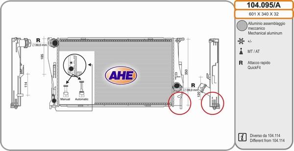 AHE 104.095/A - Радиатор, охлаждение двигателя autosila-amz.com