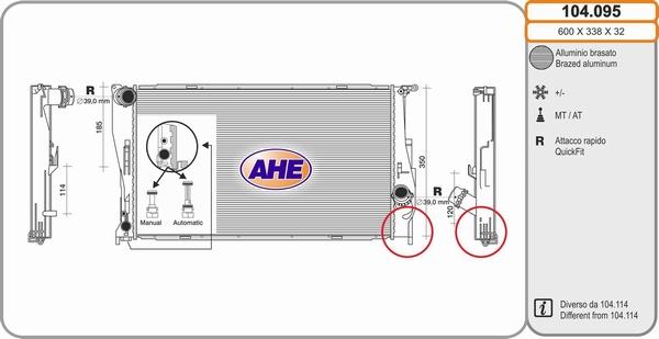 AHE 104.095 - Радиатор, охлаждение двигателя autosila-amz.com