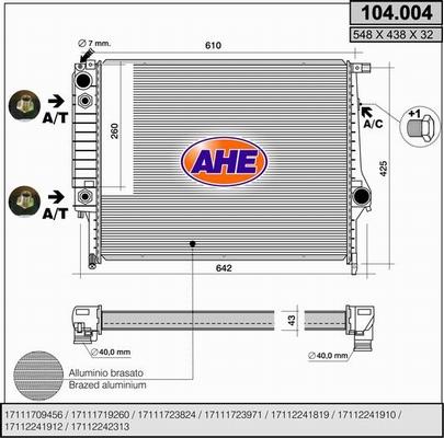 AHE 104.004 - Радиатор, охлаждение двигателя autosila-amz.com