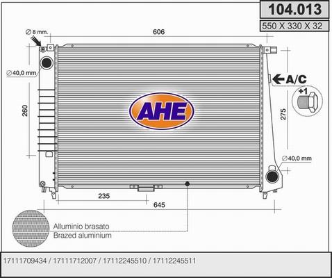 AHE 104.013 - Радиатор, охлаждение двигателя autosila-amz.com