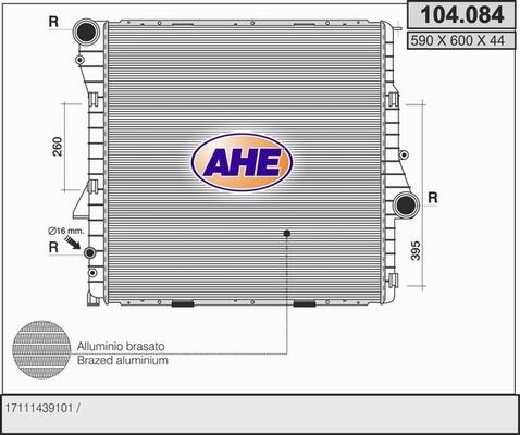 AHE 104.084 - Радиатор, охлаждение двигателя autosila-amz.com