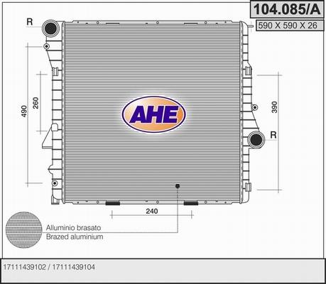 AHE 104.085/A - Радиатор, охлаждение двигателя autosila-amz.com