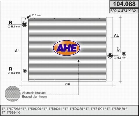 AHE 104.088 - Радиатор, охлаждение двигателя autosila-amz.com