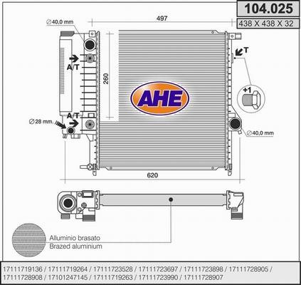 AHE 104.025 - Радиатор, охлаждение двигателя autosila-amz.com