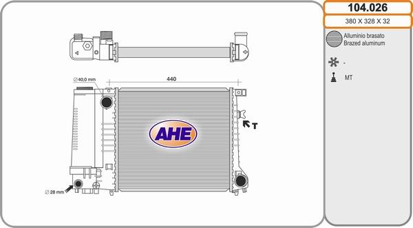 AHE 104.026 - Радиатор, охлаждение двигателя autosila-amz.com