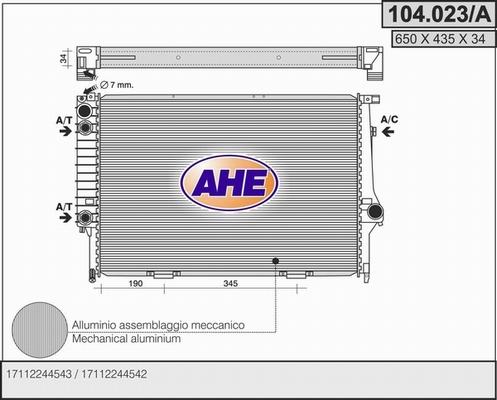 AHE 104.023/A - Радиатор, охлаждение двигателя autosila-amz.com
