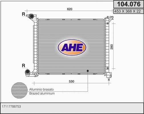 AHE 104.076 - Радиатор, охлаждение двигателя autosila-amz.com