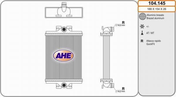 AHE 104.145 - Радиатор, охлаждение двигателя autosila-amz.com
