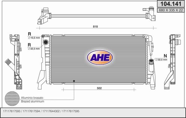 AHE 104.141 - Радиатор, охлаждение двигателя autosila-amz.com