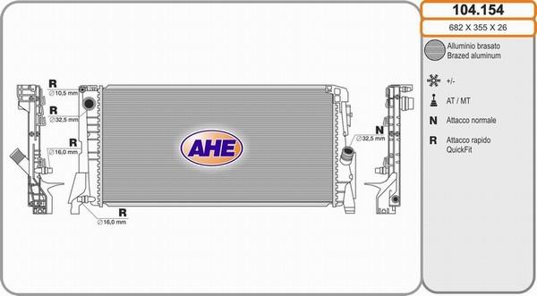 AHE 104.154 - Радиатор, охлаждение двигателя autosila-amz.com