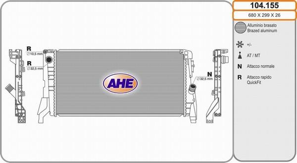 AHE 104.155 - Радиатор, охлаждение двигателя autosila-amz.com