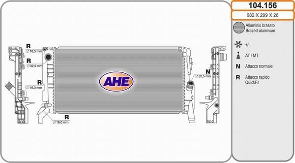 AHE 104.156 - Радиатор, охлаждение двигателя autosila-amz.com