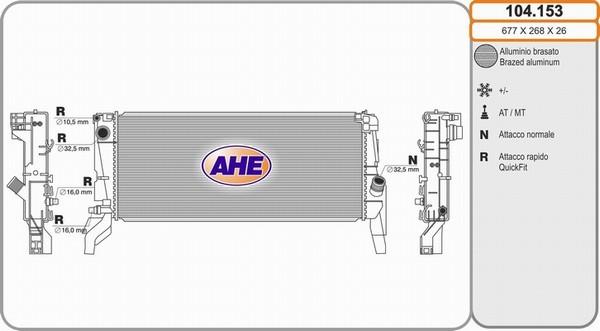 AHE 104.153 - Радиатор, охлаждение двигателя autosila-amz.com