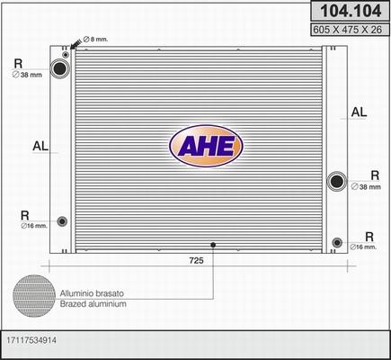 AHE 104.104 - Радиатор, охлаждение двигателя autosila-amz.com