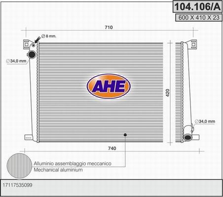 AHE 104.106/A - Радиатор, охлаждение двигателя autosila-amz.com
