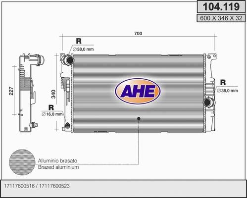 AHE 104.119 - Радиатор, охлаждение двигателя autosila-amz.com