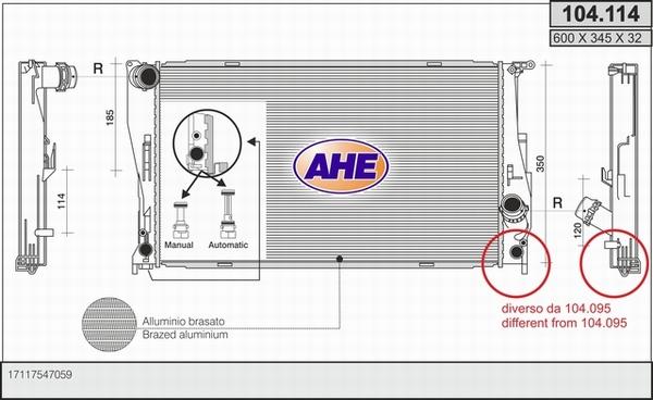 AHE 104.114 - Радиатор, охлаждение двигателя autosila-amz.com