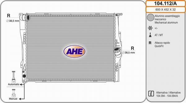 AHE 104.112/A - Радиатор, охлаждение двигателя autosila-amz.com