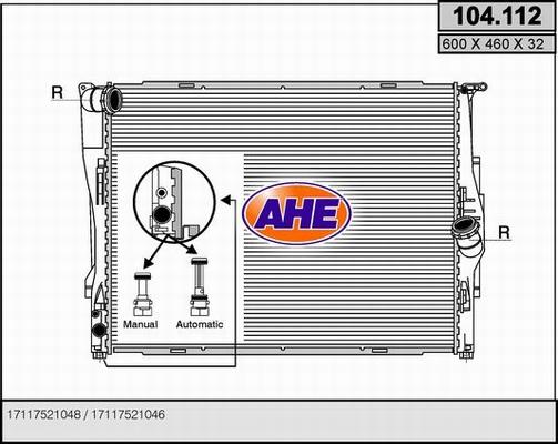AHE 104.112 - Радиатор, охлаждение двигателя autosila-amz.com