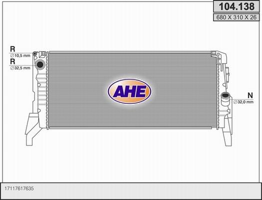 AHE 104.138 - Радиатор, охлаждение двигателя autosila-amz.com
