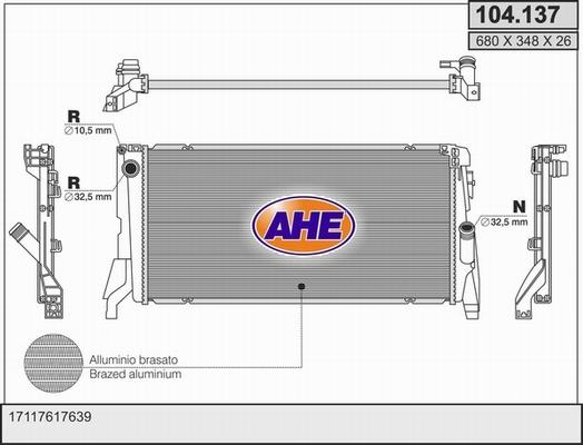 AHE 104.137 - Радиатор, охлаждение двигателя autosila-amz.com