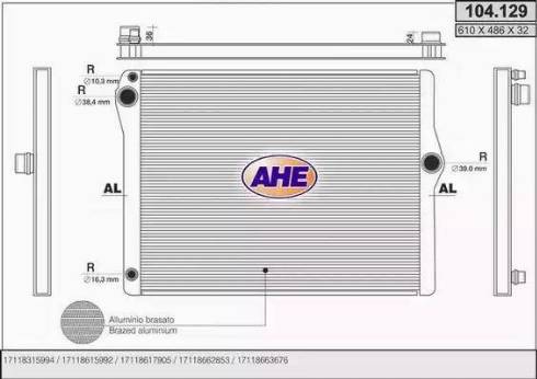 AHE 104.129 - Радиатор, охлаждение двигателя autosila-amz.com