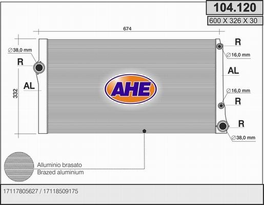 AHE 104.120 - Радиатор, охлаждение двигателя autosila-amz.com