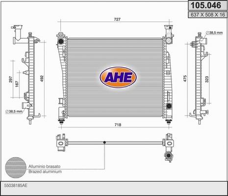 AHE 105.046 - Радиатор, охлаждение двигателя autosila-amz.com