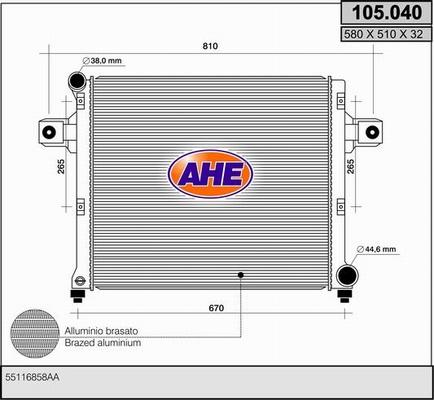 AHE 105.040 - Радиатор, охлаждение двигателя autosila-amz.com