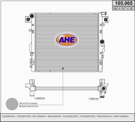 AHE 105.065 - Радиатор, охлаждение двигателя autosila-amz.com