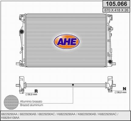 AHE 105.066 - Радиатор, охлаждение двигателя autosila-amz.com