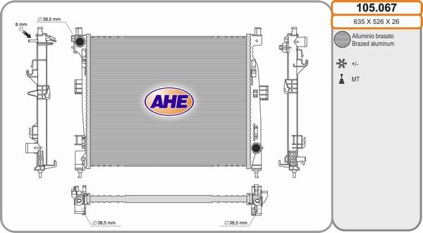 AHE 105.067 - Радиатор, охлаждение двигателя autosila-amz.com