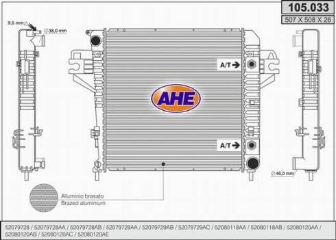 AHE 105.033 - Радиатор, охлаждение двигателя autosila-amz.com