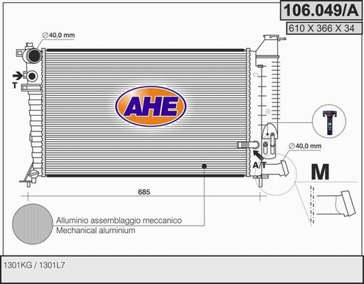 AHE 106.049/A - Радиатор, охлаждение двигателя autosila-amz.com