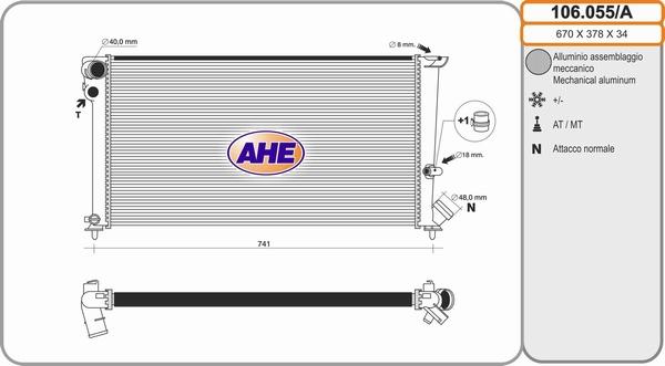 AHE 106.055/A - Радиатор, охлаждение двигателя autosila-amz.com
