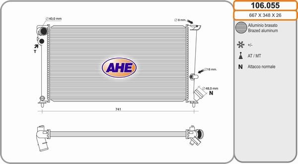 AHE 106.055 - Радиатор, охлаждение двигателя autosila-amz.com