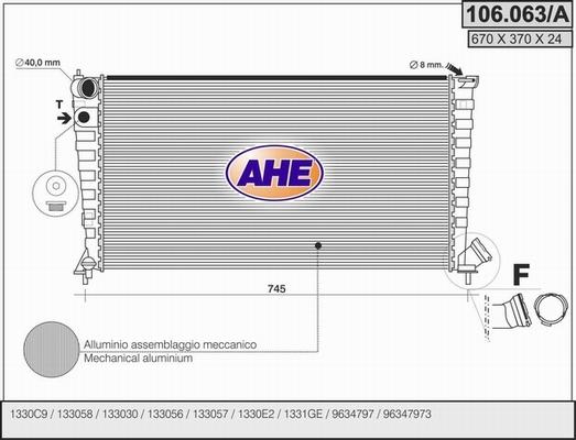 AHE 106.063/A - Радиатор, охлаждение двигателя autosila-amz.com