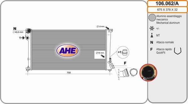 AHE 106.062/A - Радиатор, охлаждение двигателя autosila-amz.com
